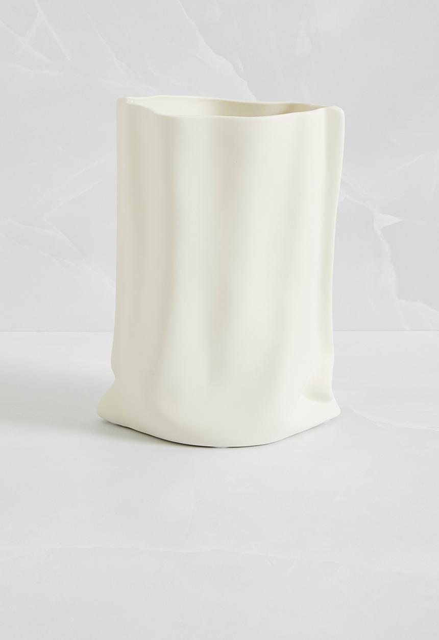 Sixth Floor - Paperbag Ceramic Vase - Matt White