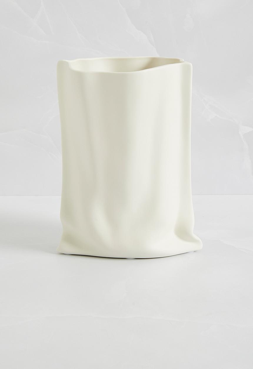 Sixth Floor - Paperbag Ceramic Vase - Matt White