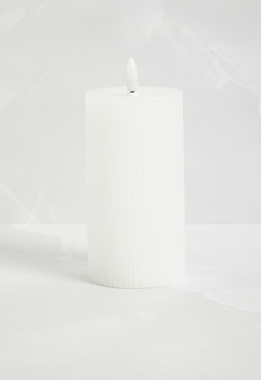 H&S - LED Candle - Small Stripe White