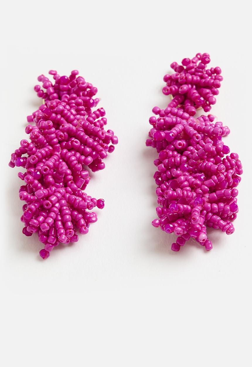 Me&B - Beaded Drop Earrings - pink