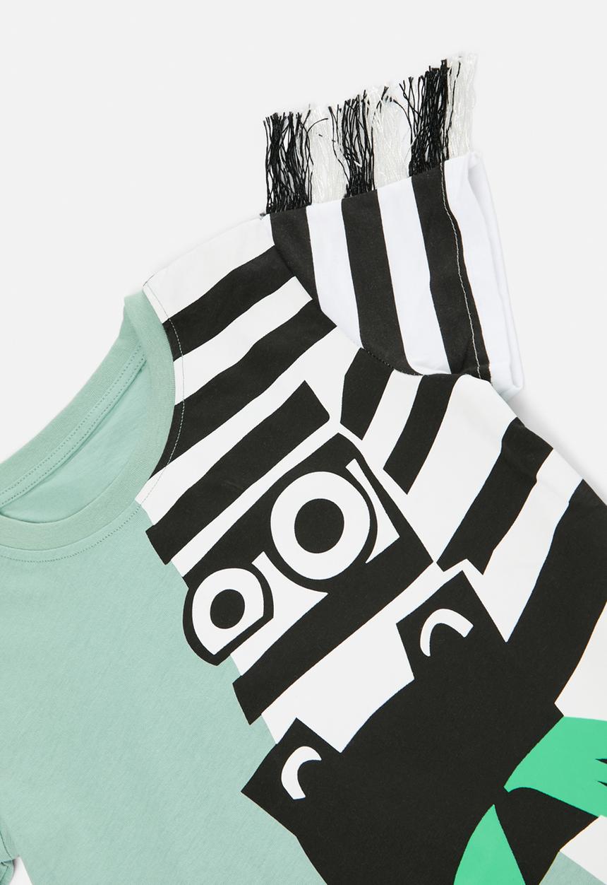 Pop Candy - Printed tee & shorts set - green & black