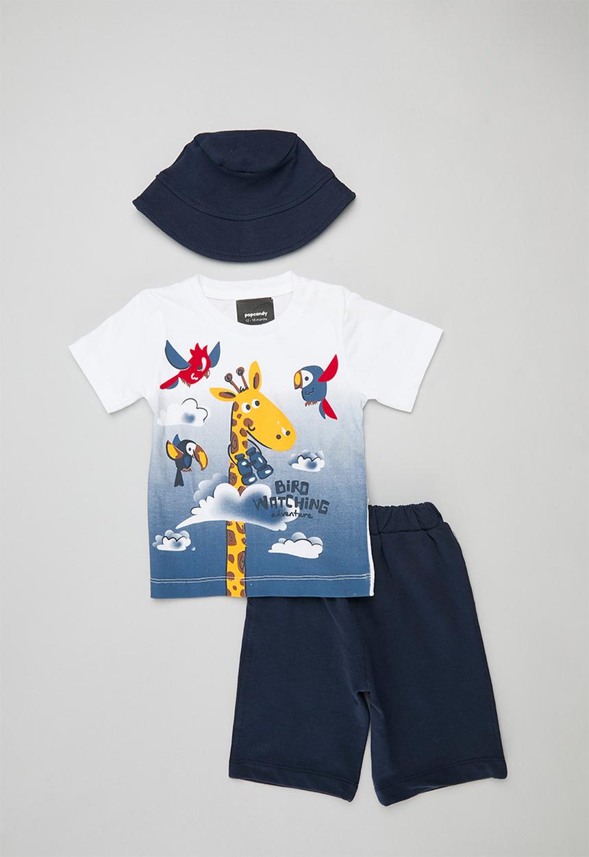 Pop Candy - Tee, shorts & hat set - indigo & blue