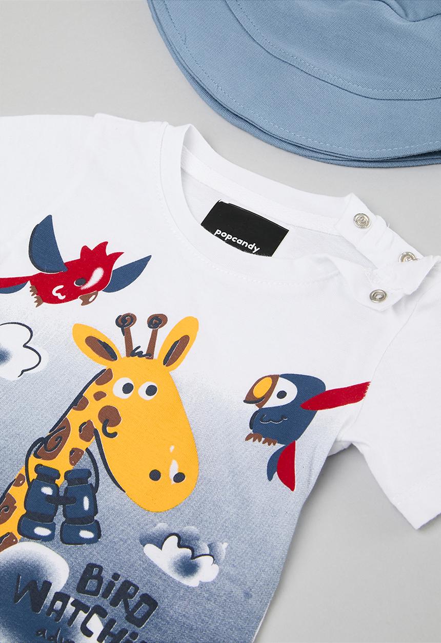 Pop Candy - Tee, shorts & hat set - blue