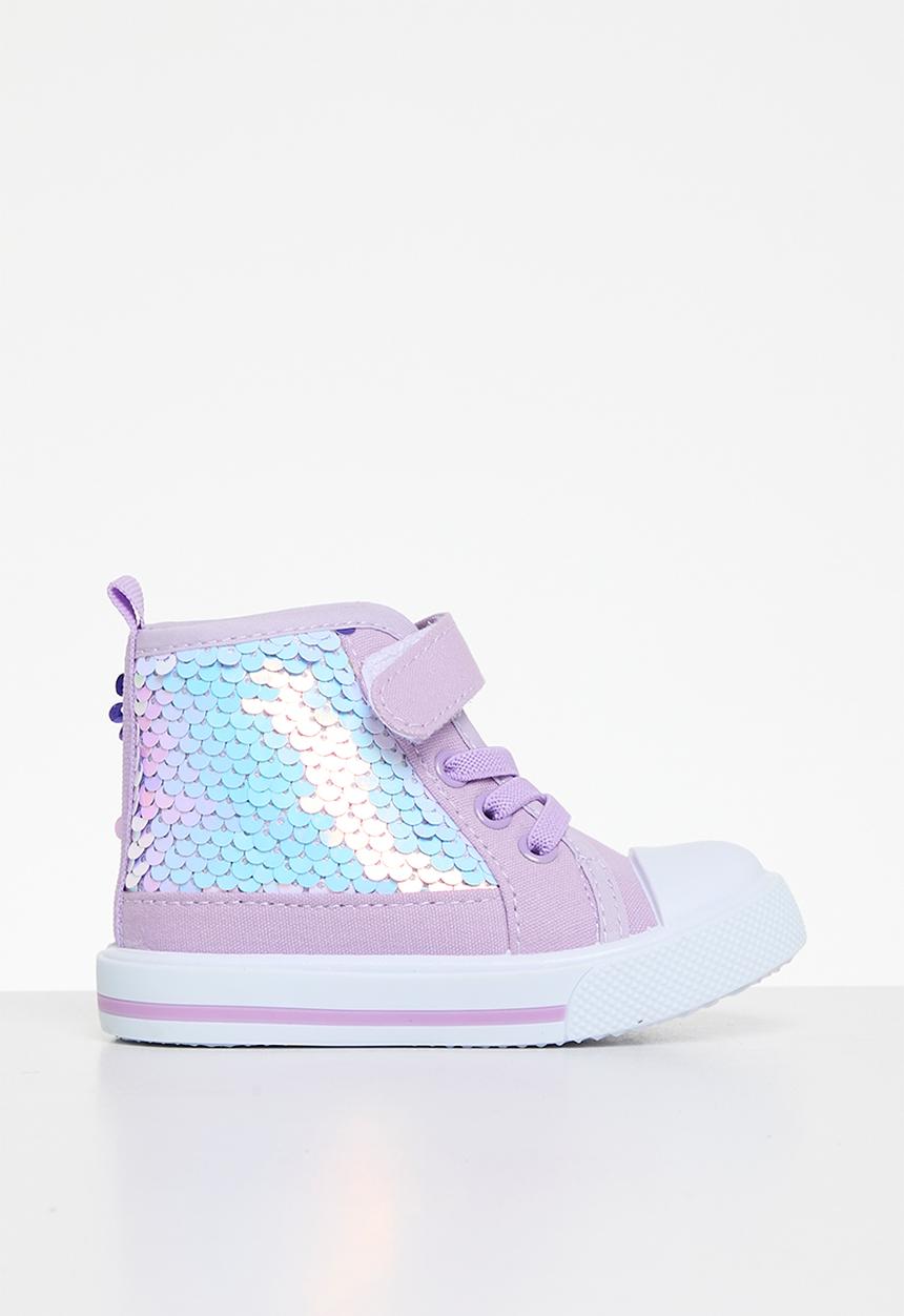 Pop Candy - Sequinned adjustable fastener/strap sneakers - purple