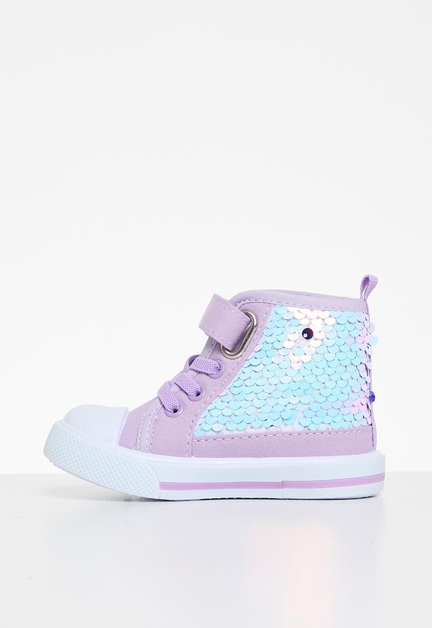 Pop Candy - Sequinned adjustable fastener/strap sneakers - purple