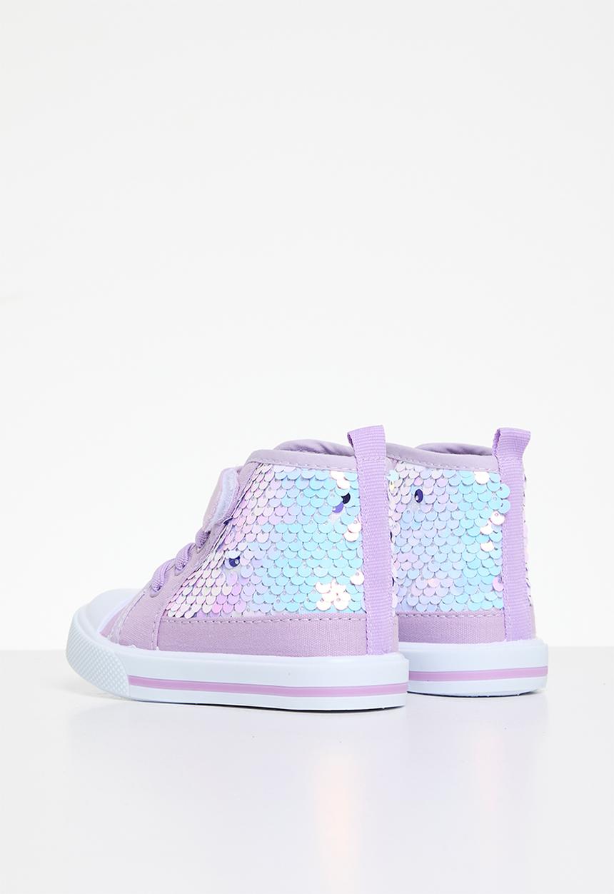 Pop Candy - Sequinned adjustable fastener/strap sneakers - purple