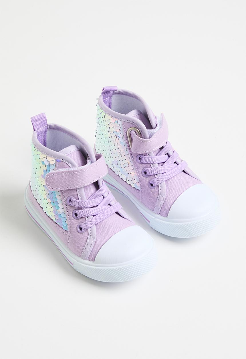 Pop Candy - Sequinned adjustable fastener/strap sneakers - purple