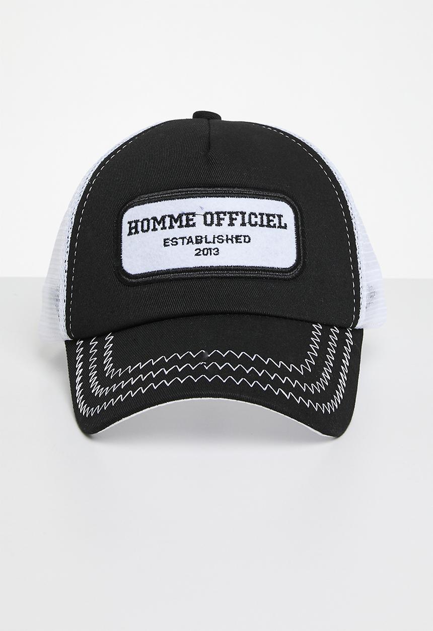 boohooMAN - Homme badge contrast stitch tucker cap - Black