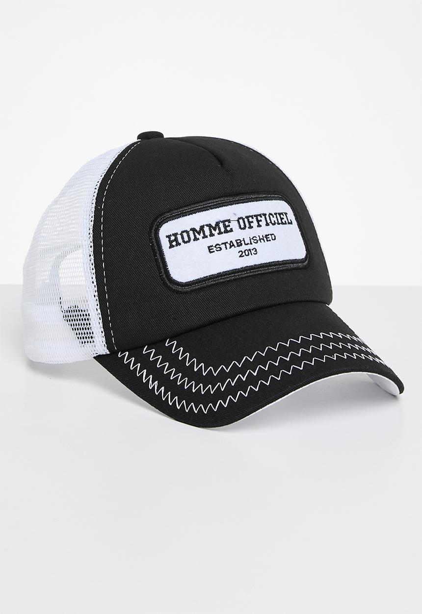 boohooMAN - Homme badge contrast stitch tucker cap - Black