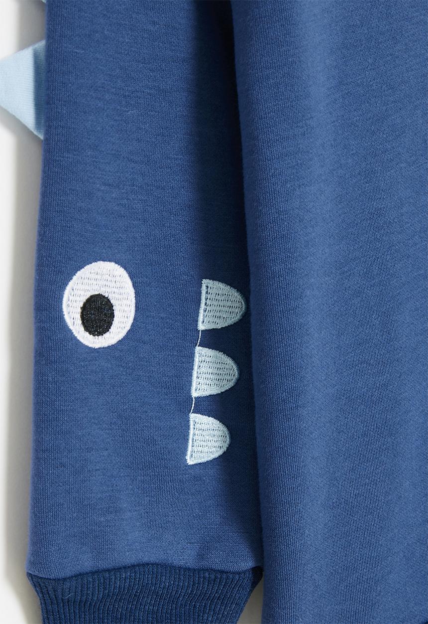 Pop Candy - Colour block sweat top - blue & grey