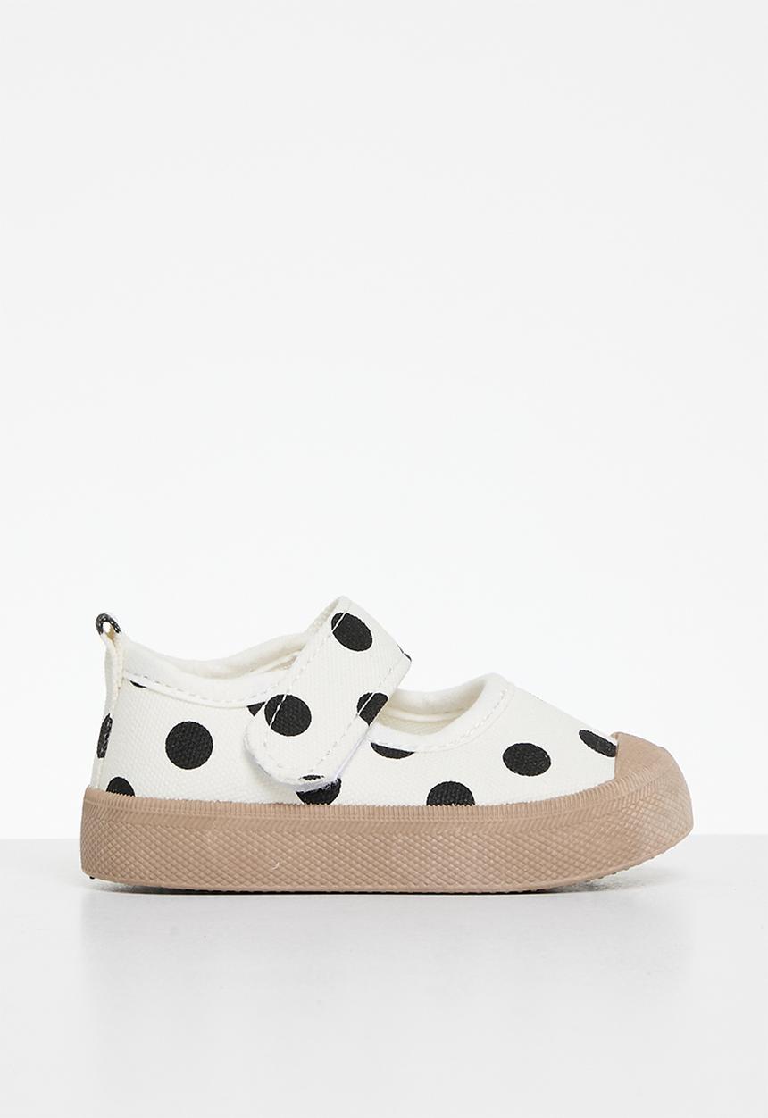 Pop Candy - Polka dot adjustable fastener strap sneakers - black /white
