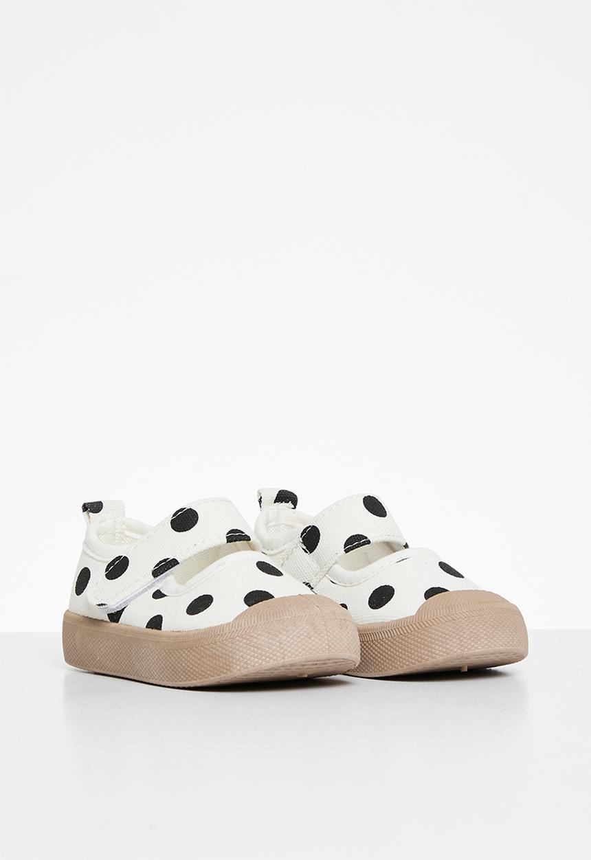 Pop Candy - Polka dot adjustable fastener strap sneakers - black /white
