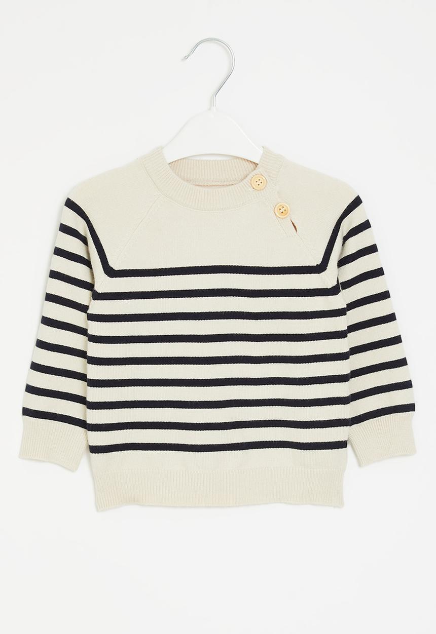 Pop Candy - Striped knit sweater - white & black