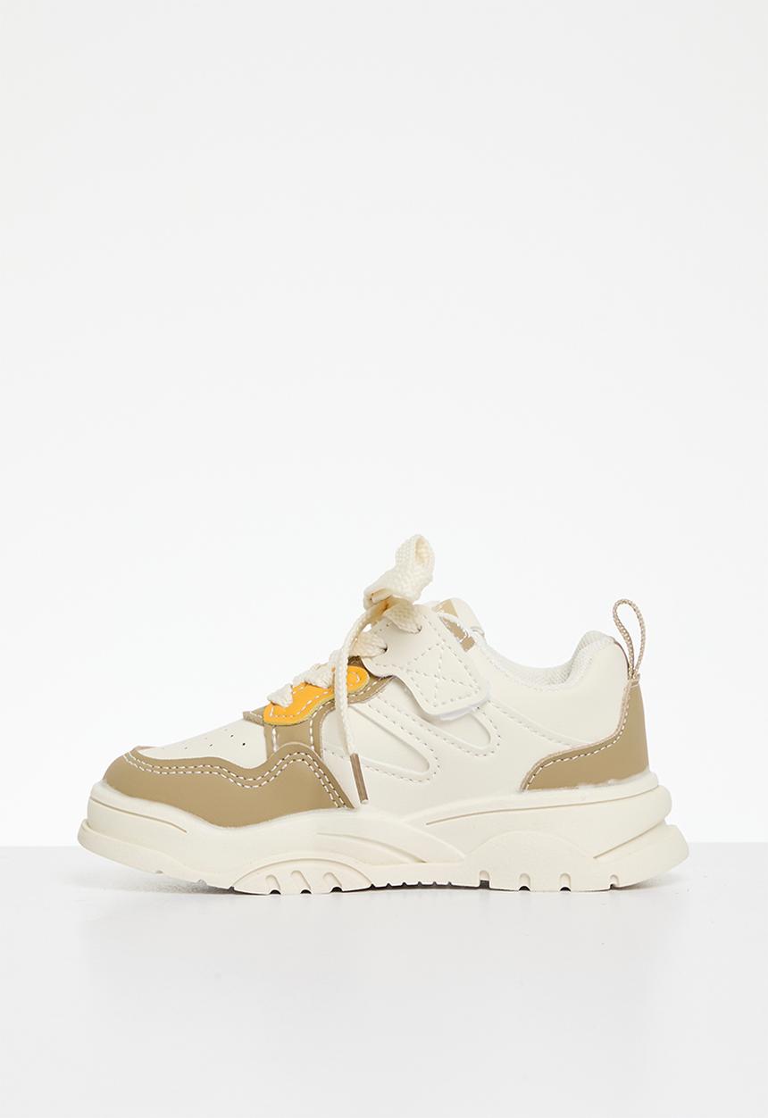 Pop Candy - Lace up sneakers - beige & white