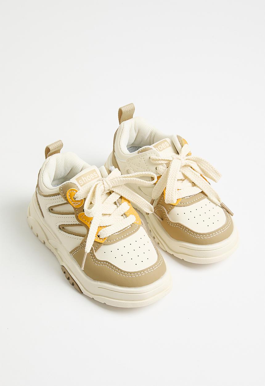 Pop Candy - Lace up sneakers - beige & white