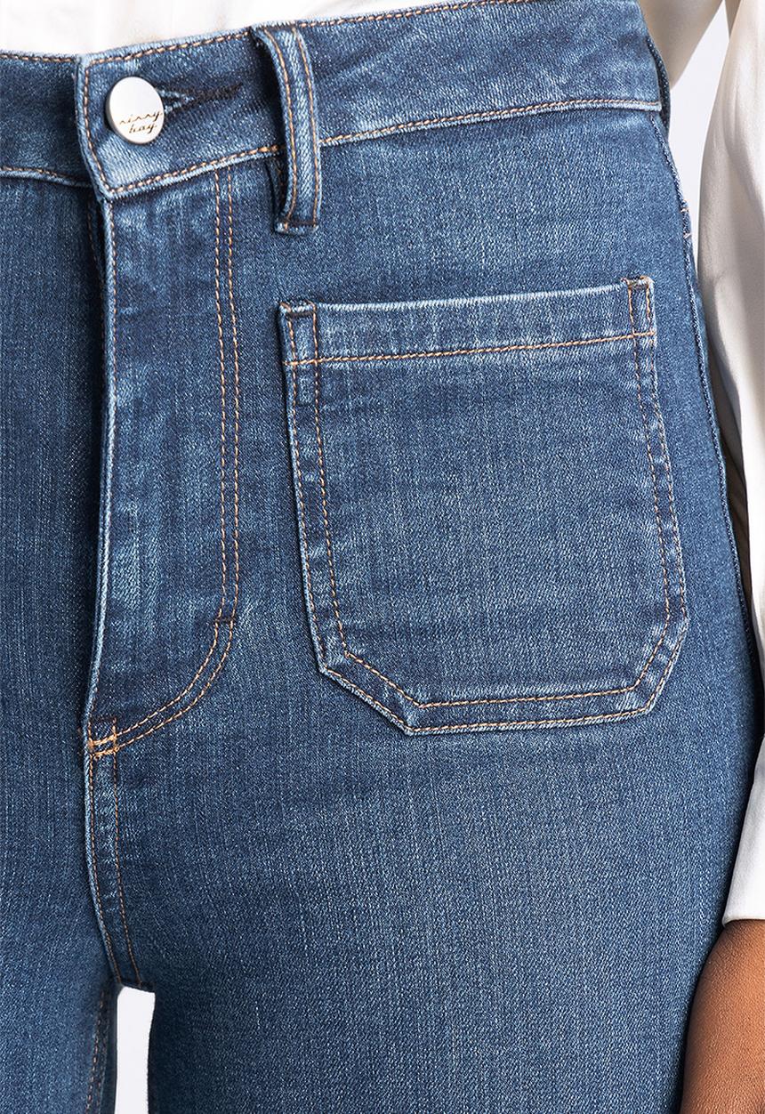 SISSY BOY - Amy-Lee: High Skinny Flare With Patch Pockets - Dark Vintage