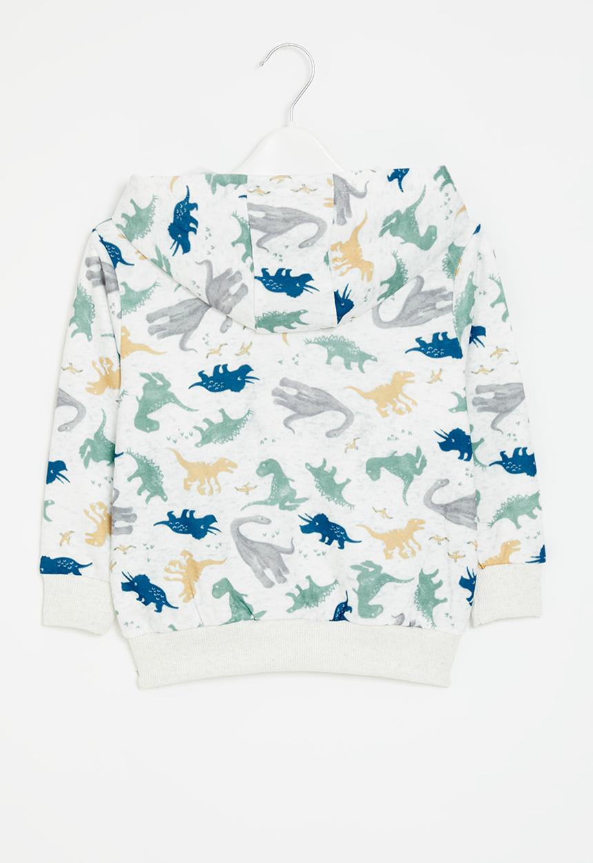 Pop Candy - Printed dinosaur zip thru hoodie - white multi