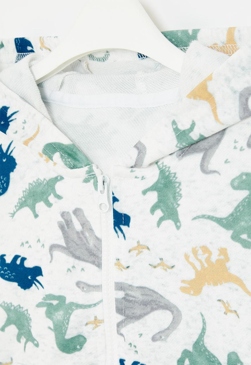 Pop Candy - Printed dinosaur zip thru hoodie - white multi