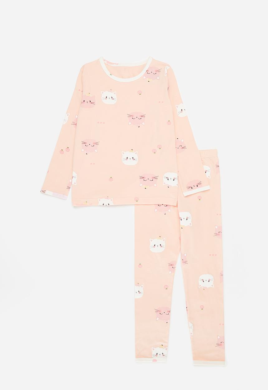 Pop Candy - Printed pj set - pink & white