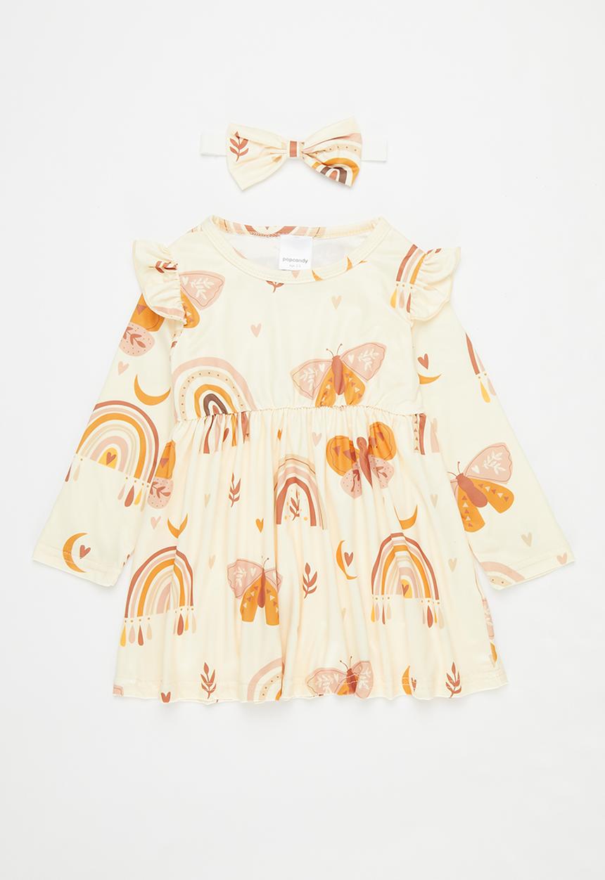 Pop Candy - Printed dress & headband set - ecru