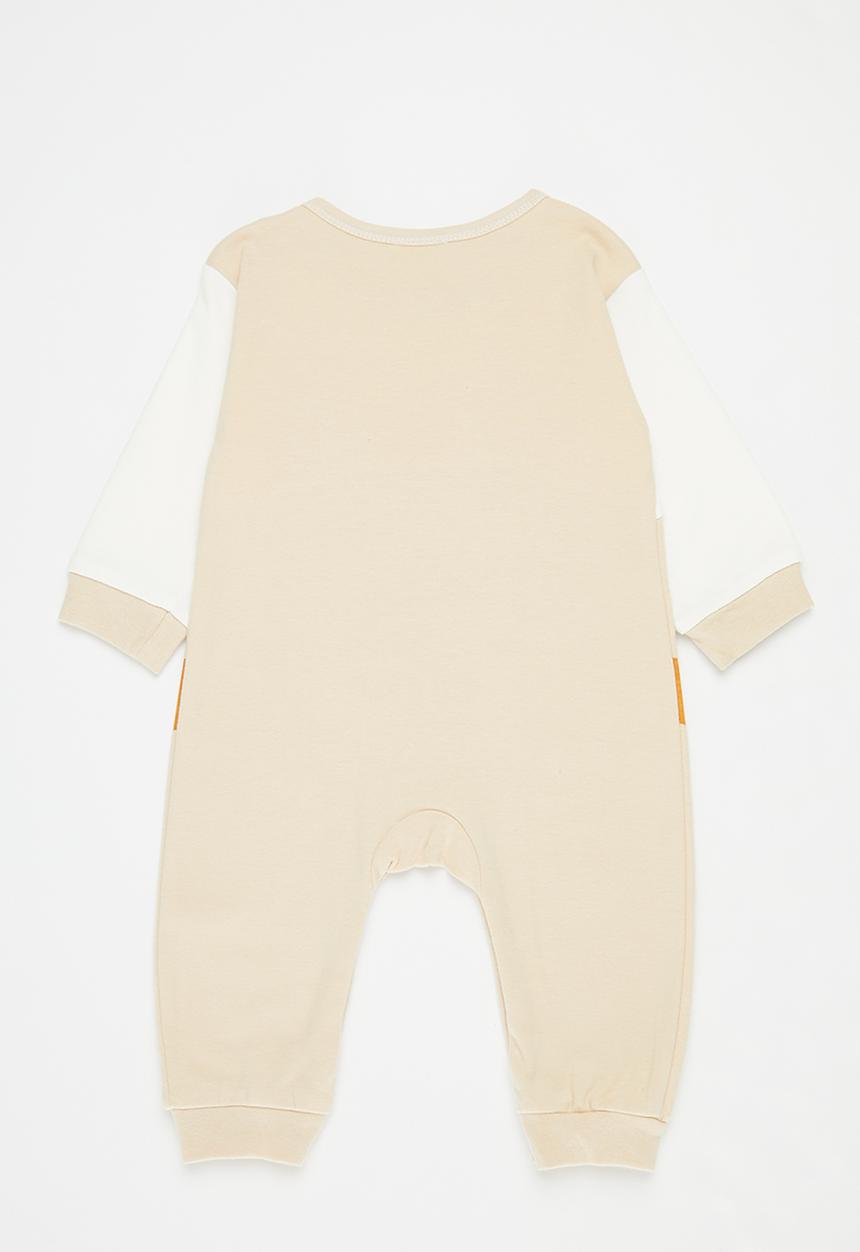 Pop Candy - Colourblock baby grow - khaki & white
