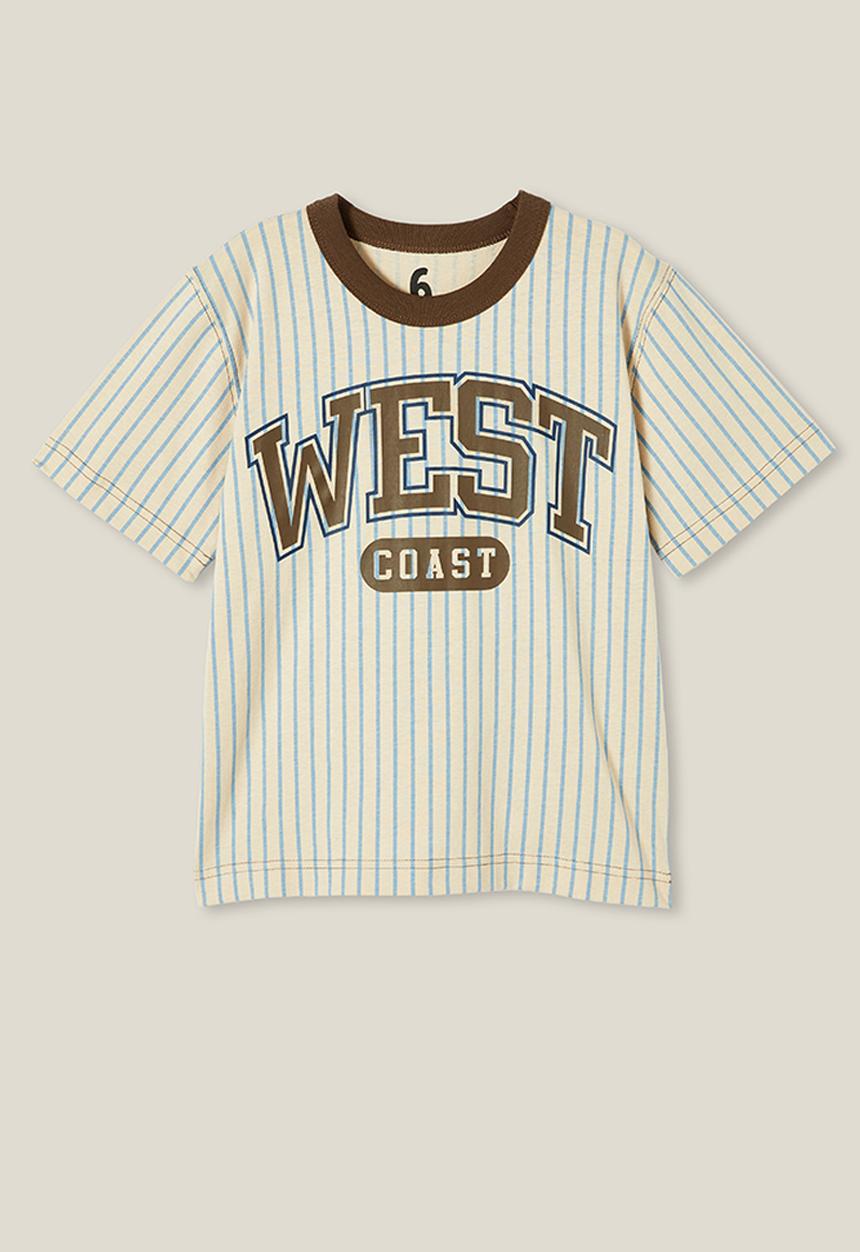 Cotton On - Jonny short sleeve print tee - rainy day stripe/west coast