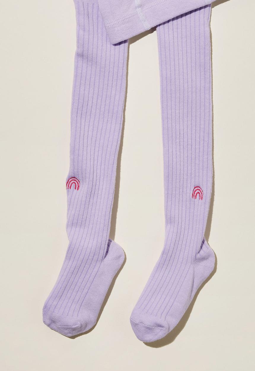 Cotton On - Solid tights - lilac drop/rainbow emb