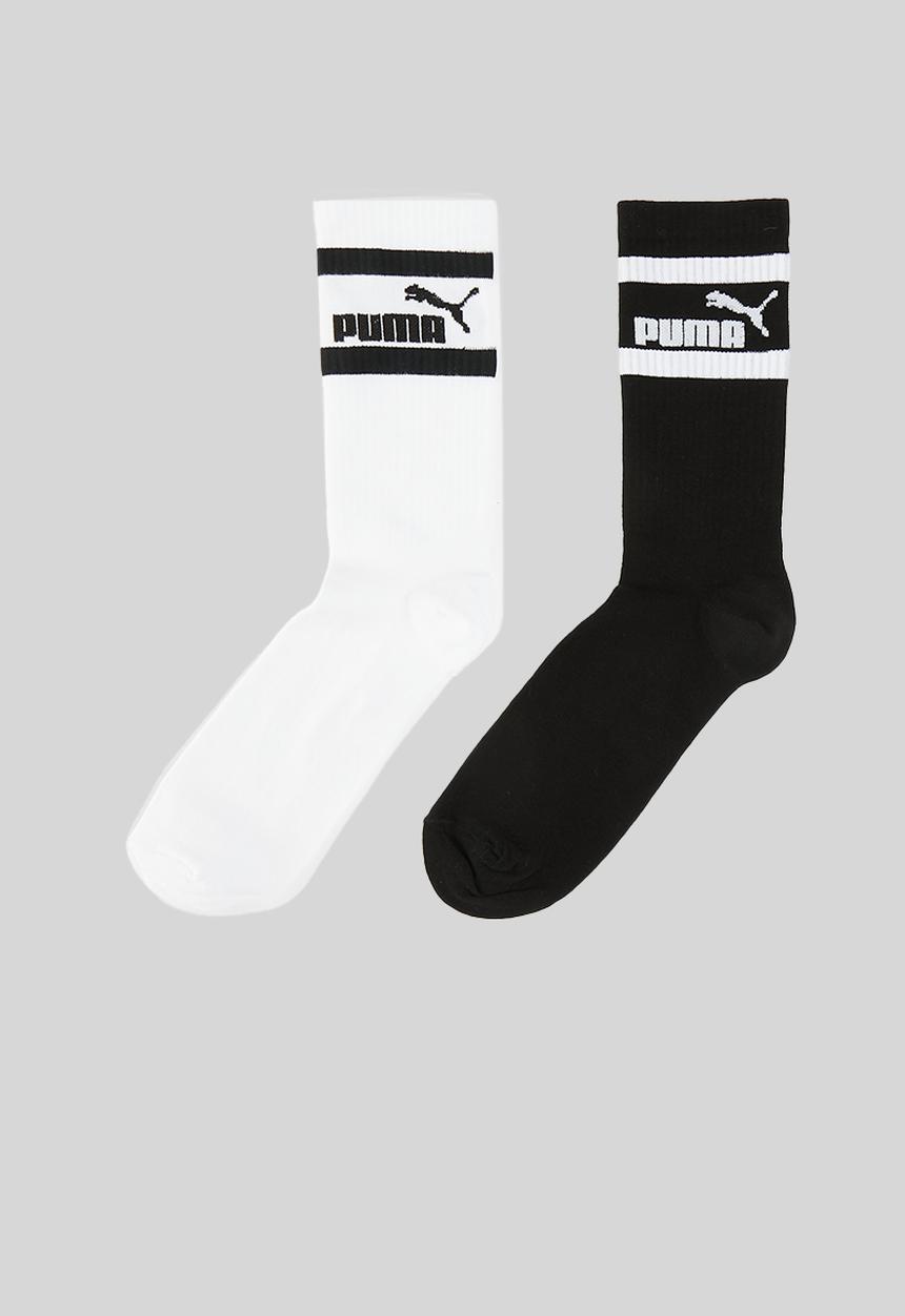 PUMA - Mens 2 Pk Mid Calf No.1  Logo Socks - Black & White