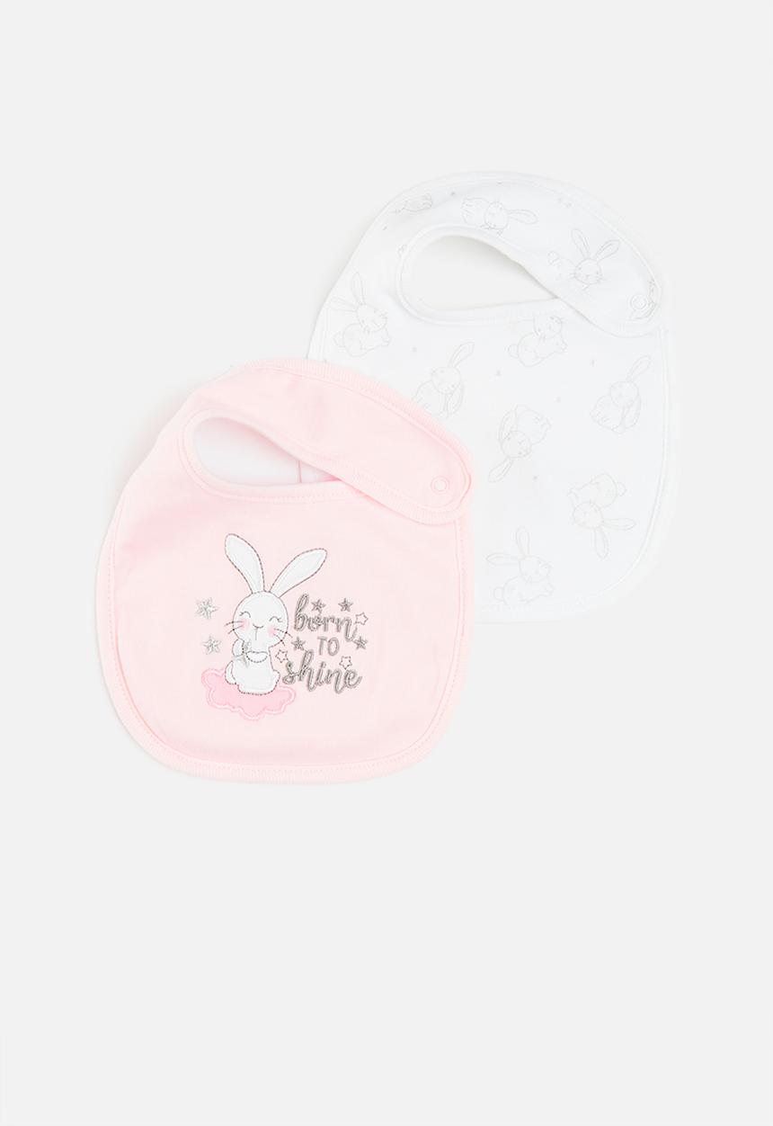 Pop Candy - 2 Pack printed bibs set - pink & white