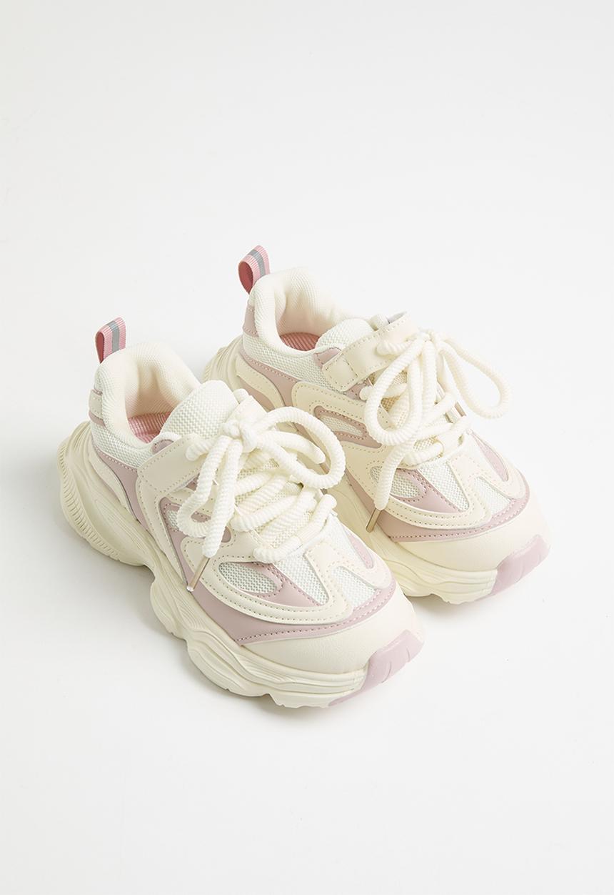 Pop Candy - Lace up colour block sneakers - pink