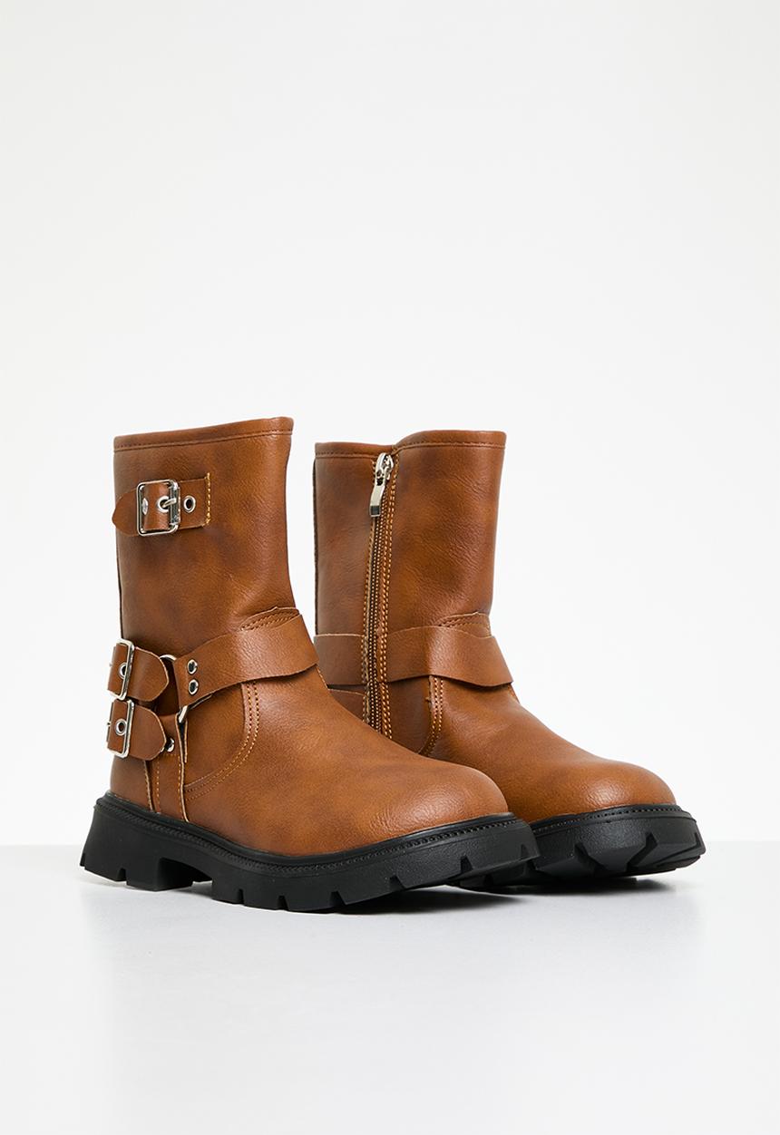 Pop Candy - Buckle mid-length boots - burnt caramel
