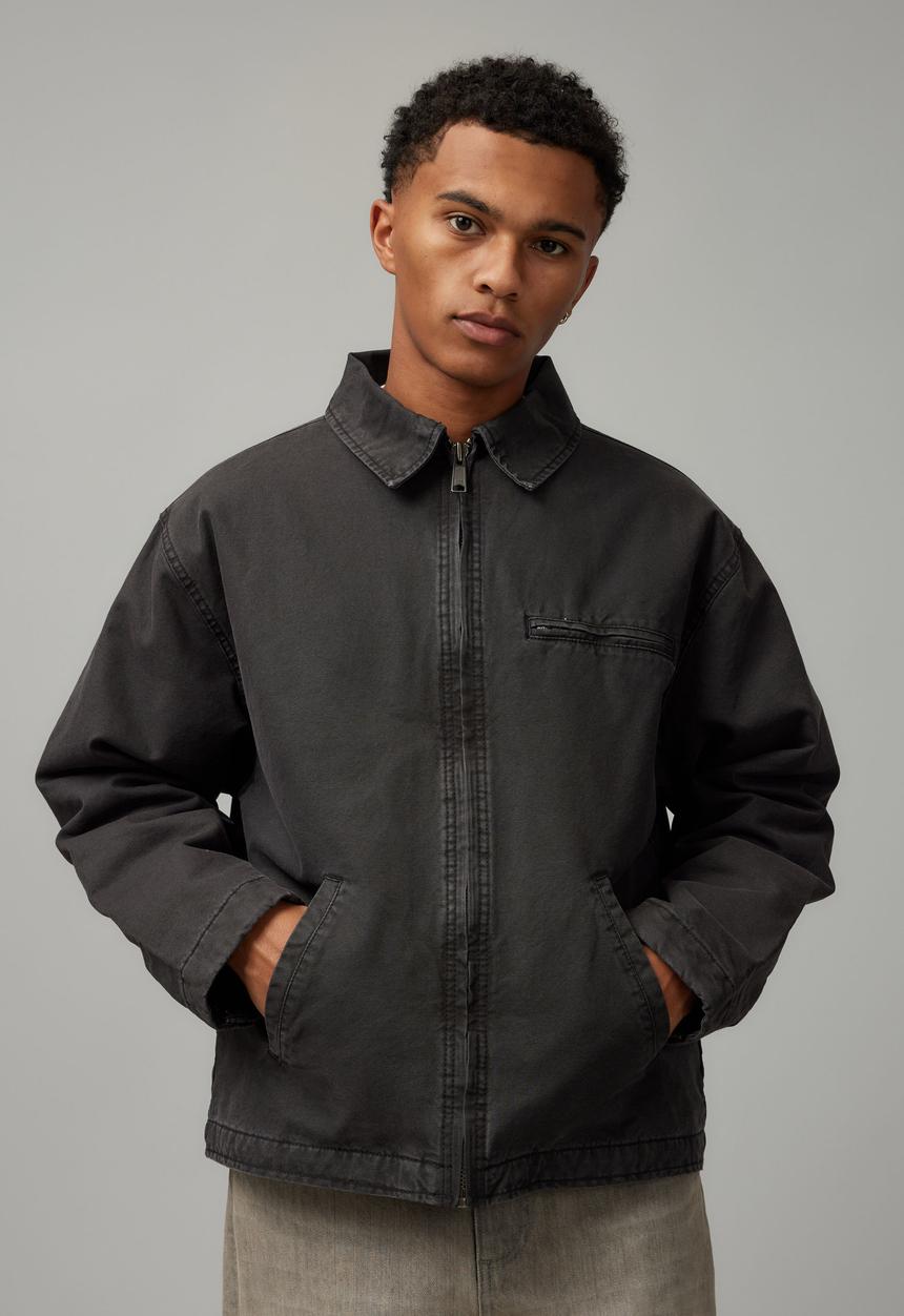 Factorie - Half Half Washed Coach Jacket - Washed Black