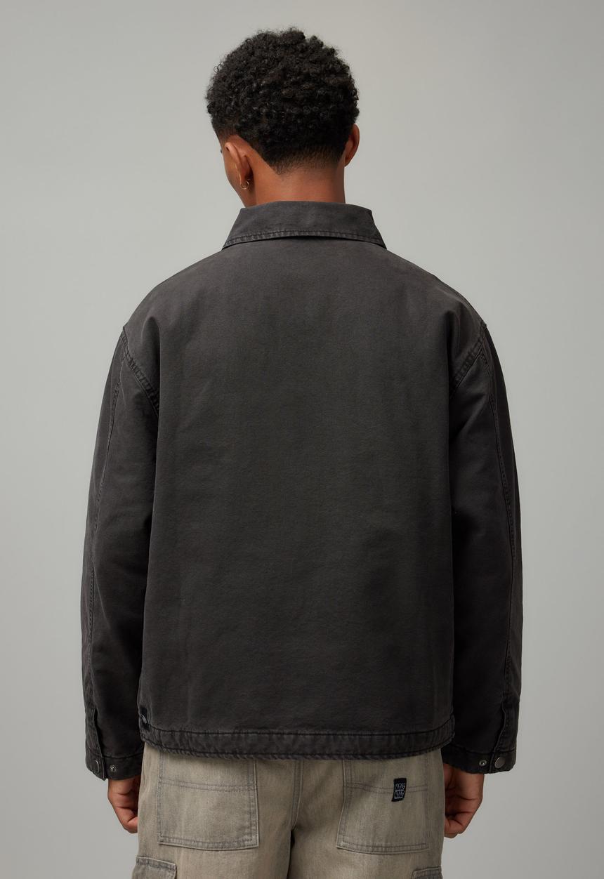 Factorie - Half Half Washed Coach Jacket - Washed Black