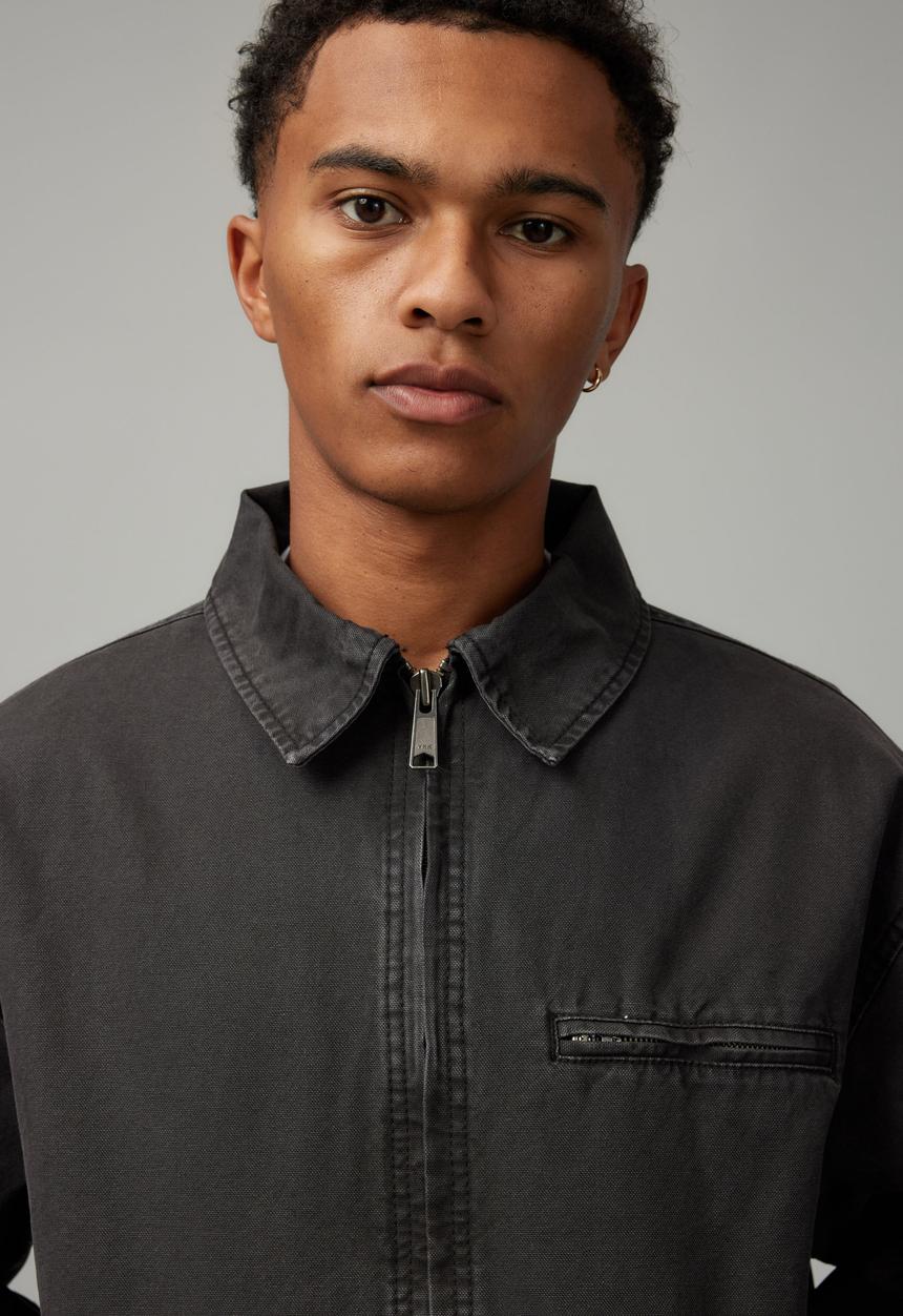Factorie - Half Half Washed Coach Jacket - Washed Black