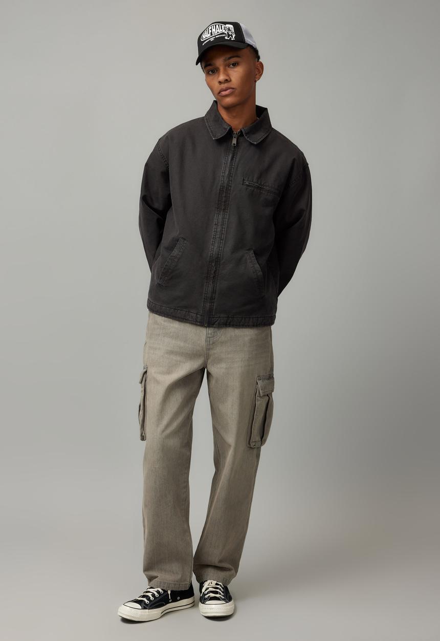 Factorie - Half Half Washed Coach Jacket - Washed Black
