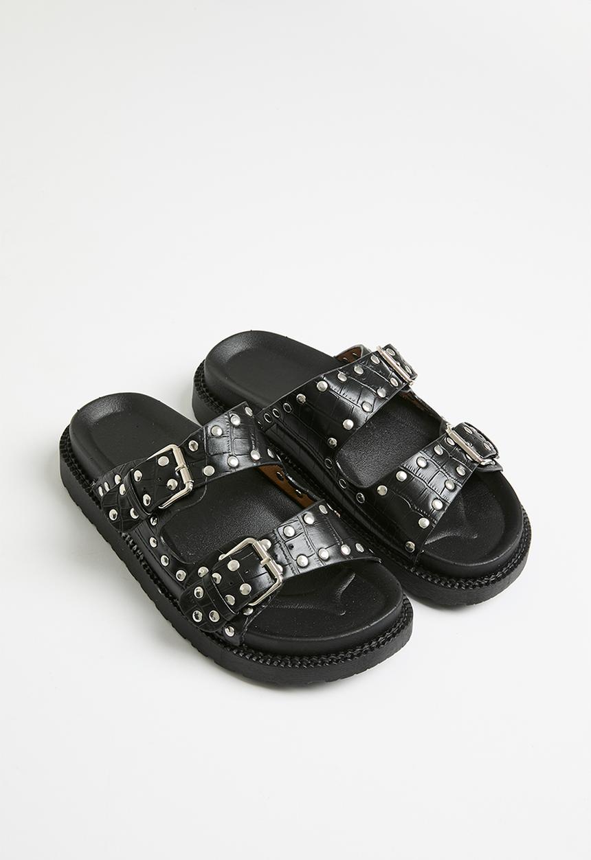 Pop Candy - Twin buckle sandals - black