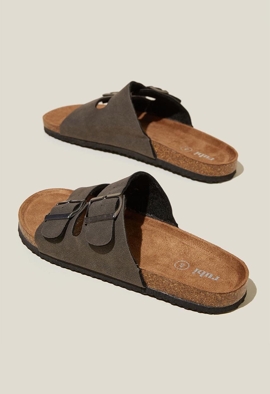 Cotton On - Rex double buckle slide - grey micro