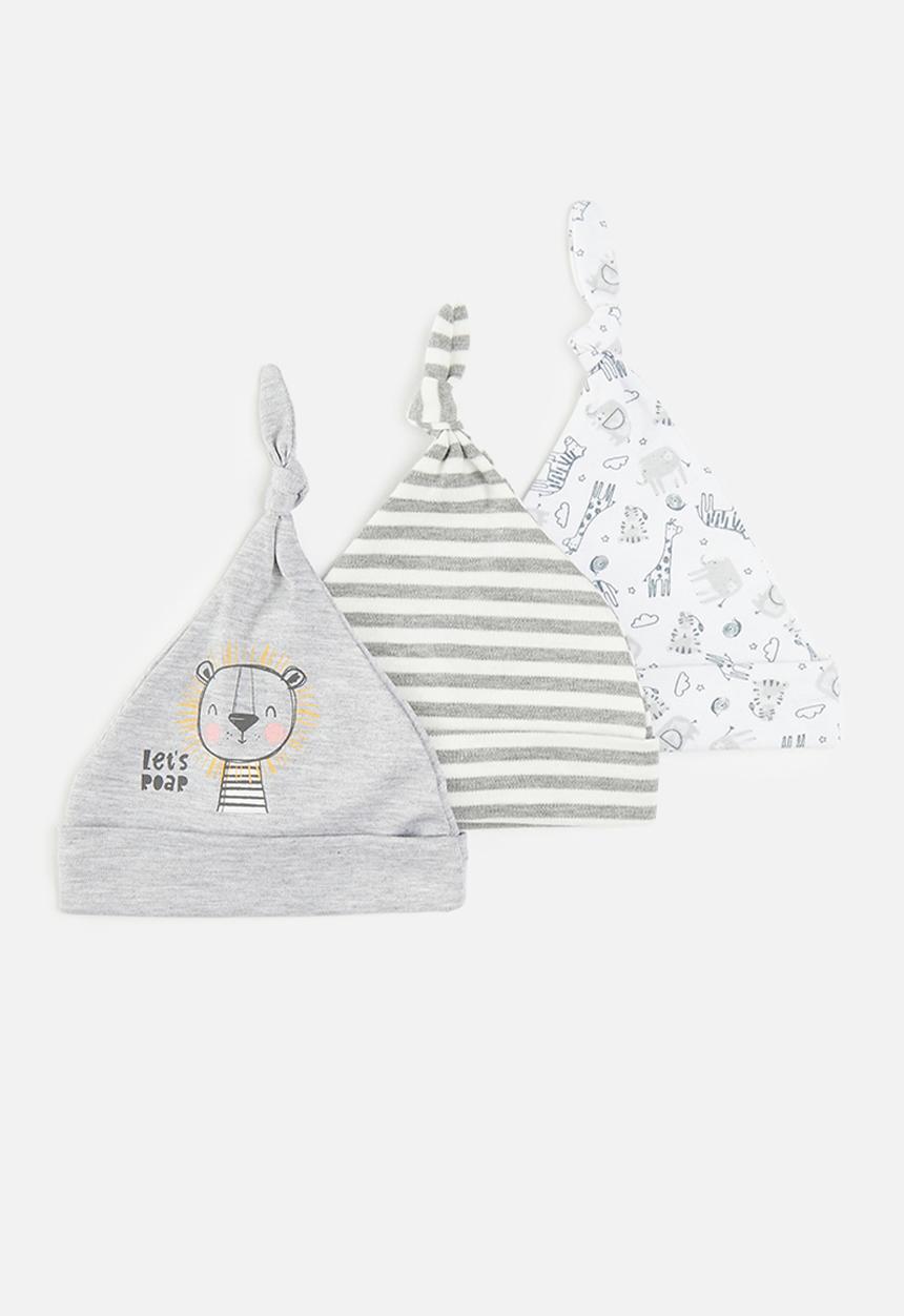 Pop Candy - 3 Pack knotted beanie set - grey