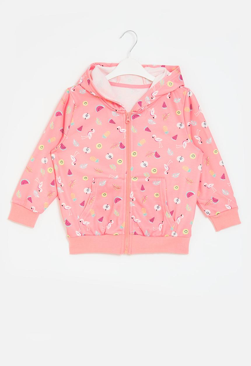 Pop Candy - Printed zip thru hoodie - pink
