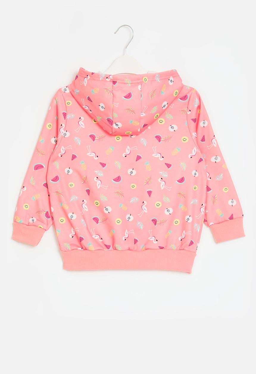 Pop Candy - Printed zip thru hoodie - pink