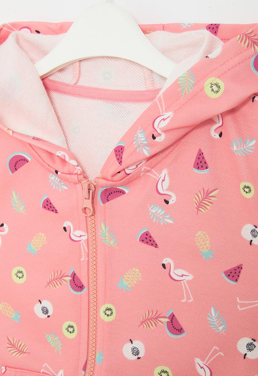 Pop Candy - Printed zip thru hoodie - pink