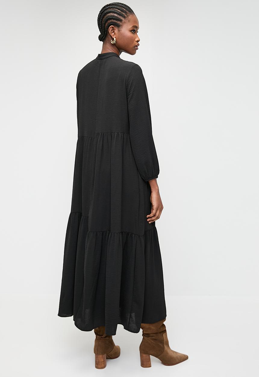 Superbalist - Mandarin collar asym babydoll dress - black