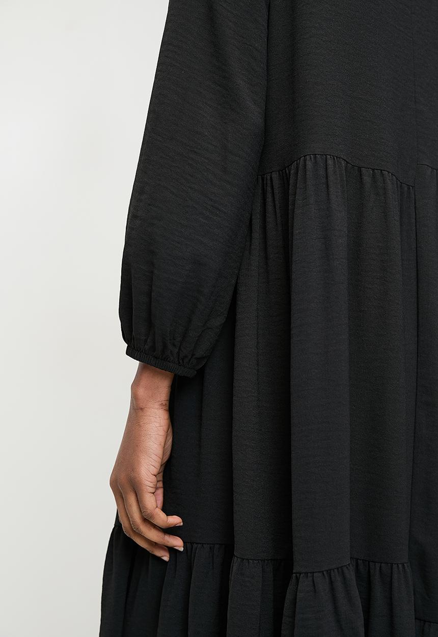 Superbalist - Mandarin collar asym babydoll dress - black