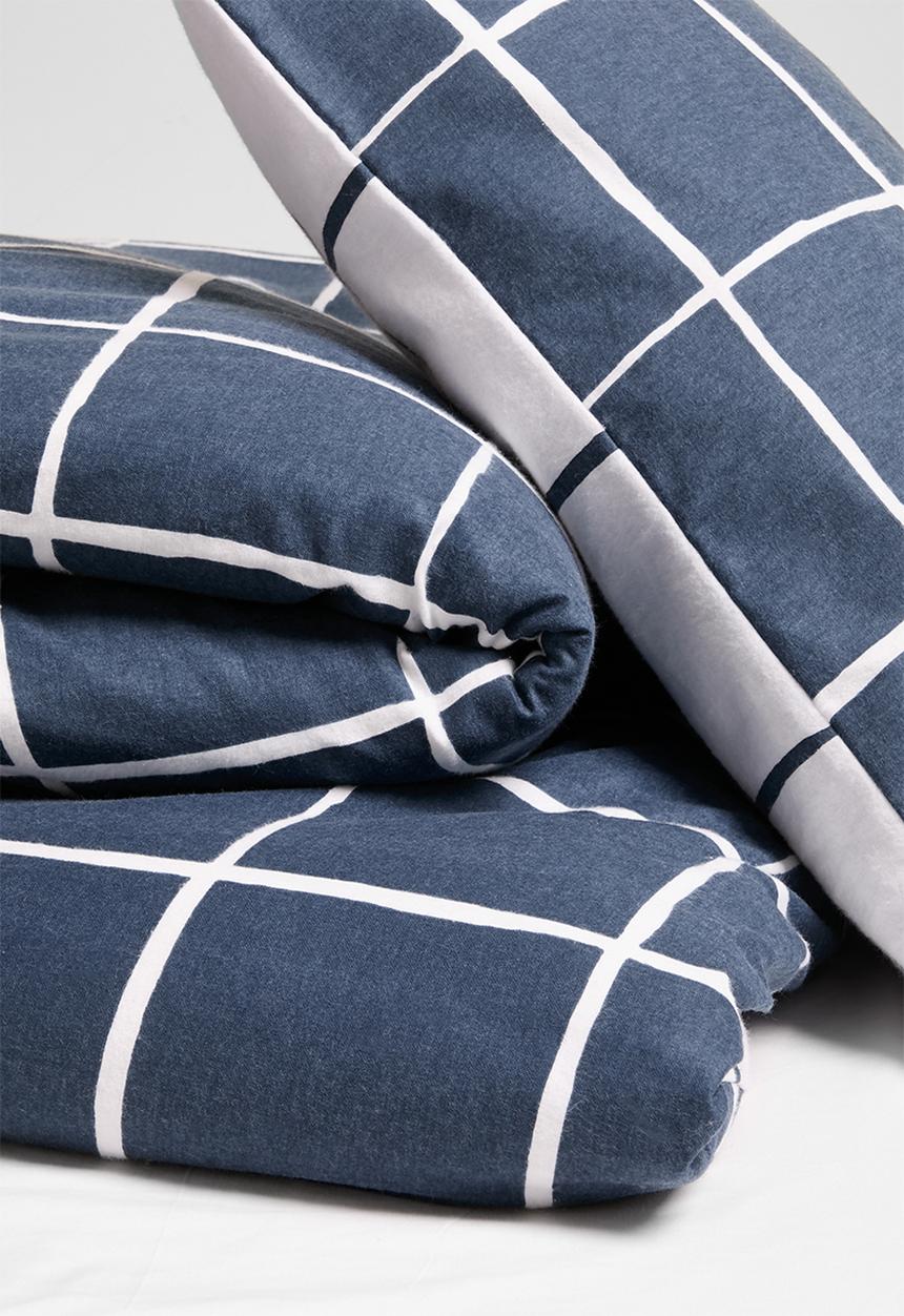 Sixth Floor - Brushed Cotton Winter Check Duvet - Navy
