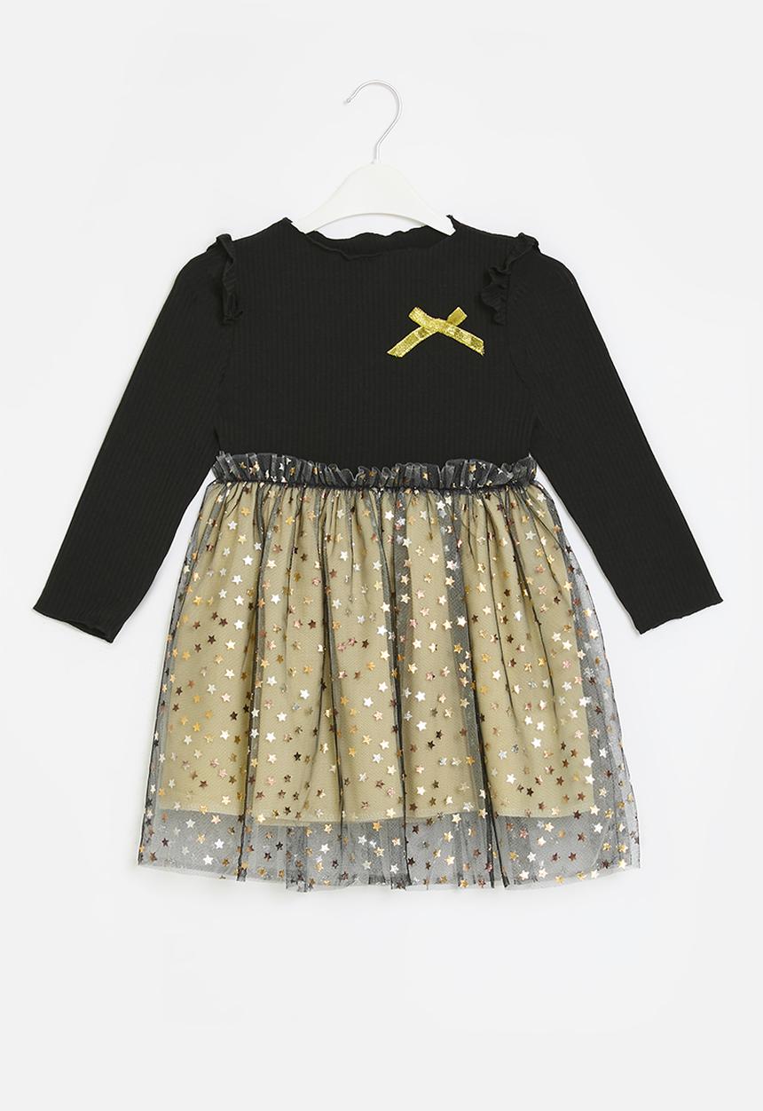 Pop Candy - Rib & mesh dress - black