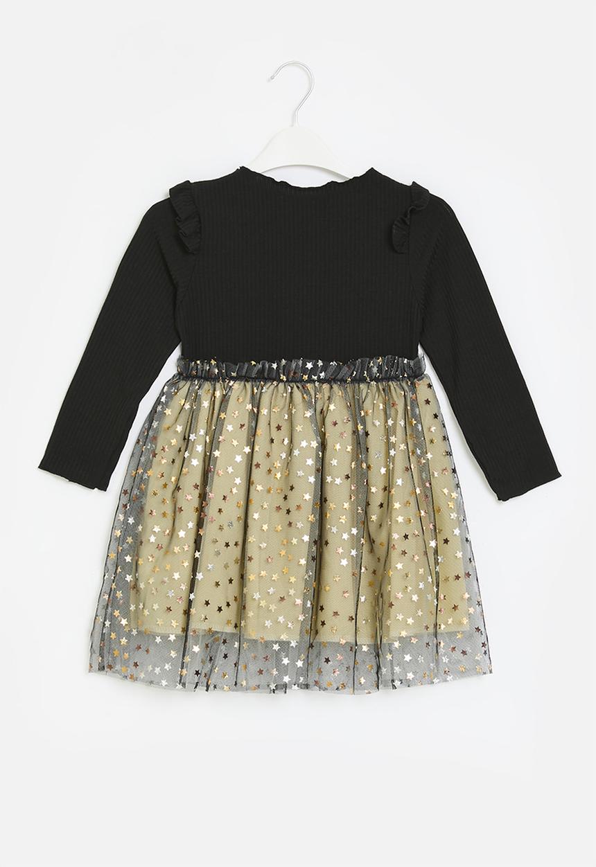 Pop Candy - Rib & mesh dress - black