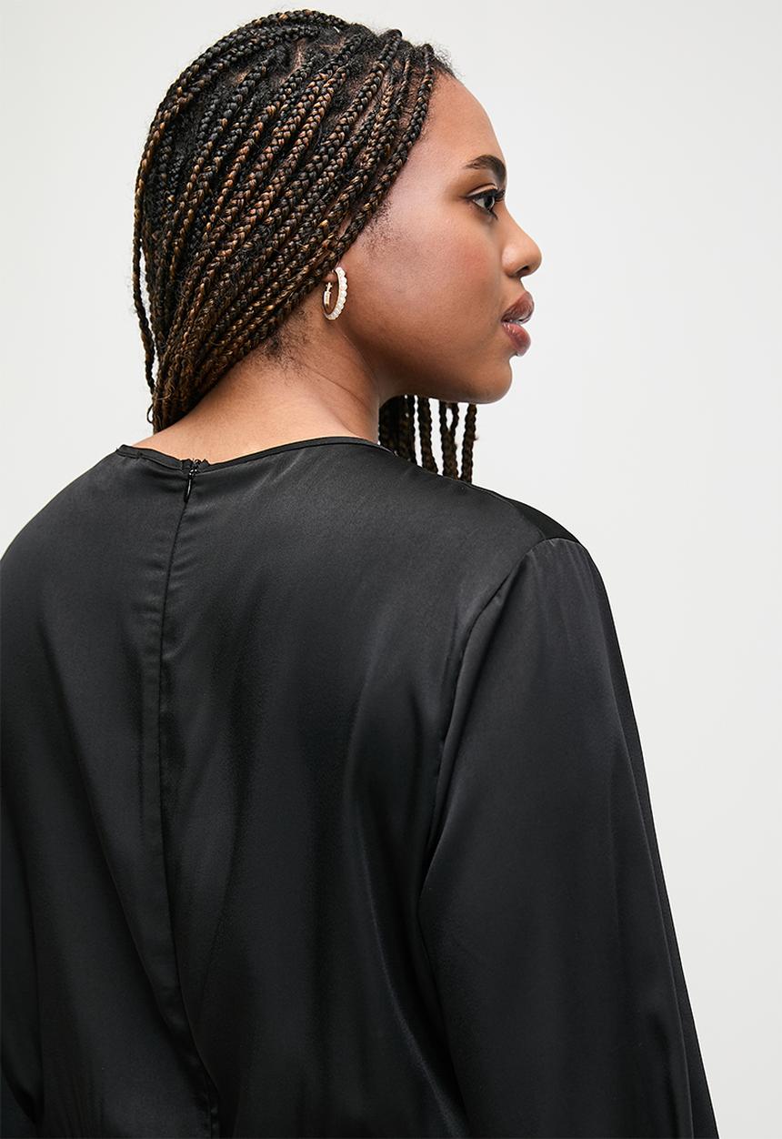edit Plus - balloon sleeve keyhole detail jumpsuit - black