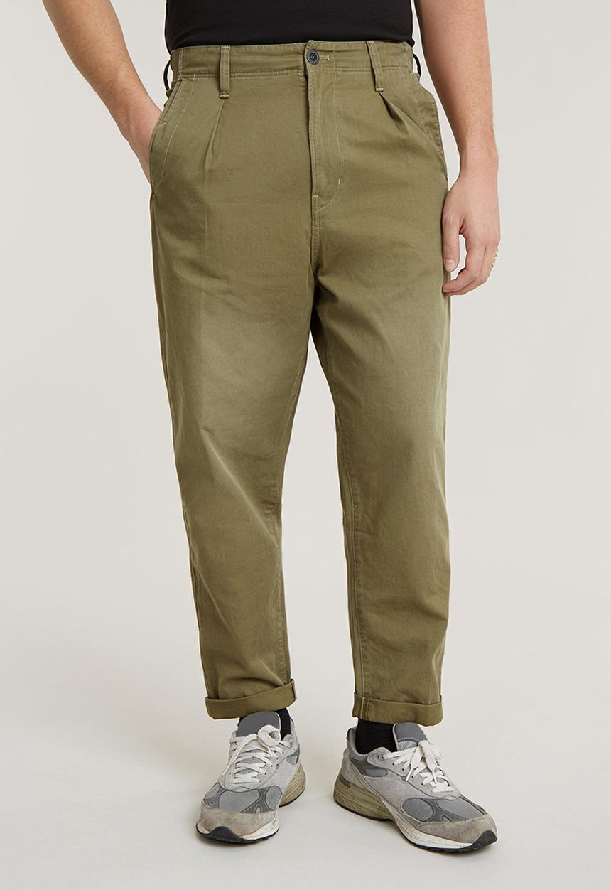 G-STAR - Pleated Chino Relaxed Draper dobby - smoke olive