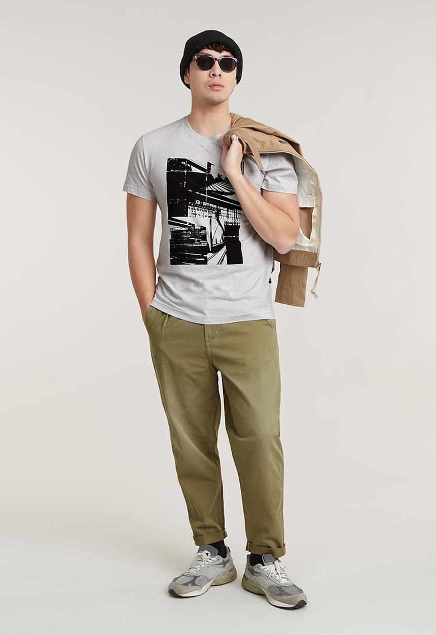 G-STAR - Pleated Chino Relaxed Draper dobby - smoke olive