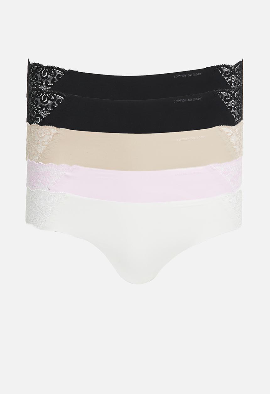 Cotton On - Party Pants Seamless G String 5 Pack - Black/Black/Soft Rose/Cream/Frappe
